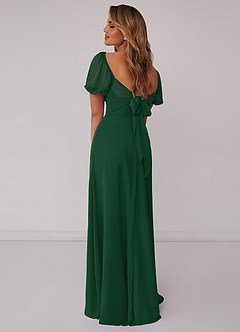 Barbie ♥ Azazie Bridesmaid Dresses Dark Green A-Line Pleated Chiffon Dress image3