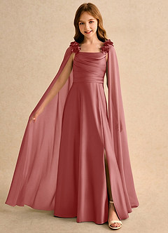 Azazie Rosita Flower Girl Klänningar Klä A-Line i Stretch Satin Plisserad image3