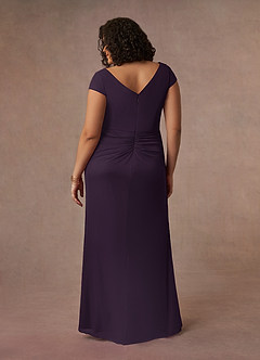 Azazie Roya Mother of the Bride Dresses Plum Mermaid V-Neck Pleated Mesh Dress image10