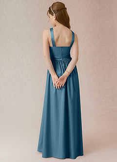 Azazie Jiya Junior Bermuda A-Line Pleated Stretch Satin Dress image2