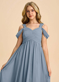 Azazie Lianne Junior Twilight A-Line Off the Shoulder Chiffon Dress image4