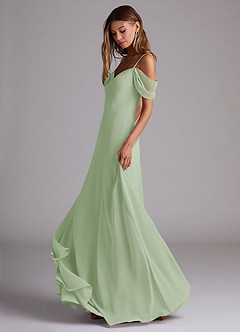 Azazie Marley Bridesmaid Dresses Dusty Sage A-Line Off the Shoulder Chiffon Convertible Dress image3