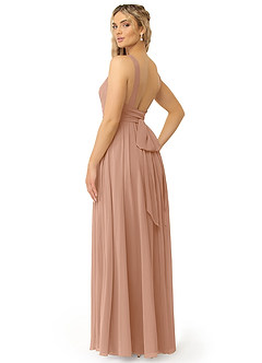 Azazie Kora Brautjungfernkleider A-Linie Plissee Chiffon Kleid Champagner Rosa image5