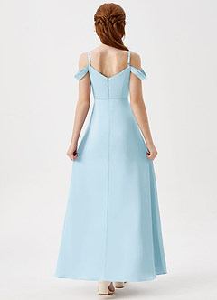 Azazie Ocean Junior Jurk van Stretch Satijn met A-Lijn Off the Shoulder Hemelsblauw image2