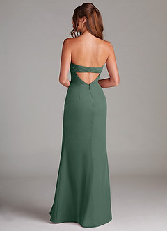 Azazie Leonis Bridesmaid Dresses Sea Moss Sheath Strapless Chiffon Convertible Dress image5