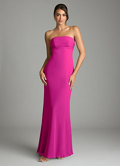 Azazie Saylor Vestidos de damas de honor Vestido de Fucsia de Gasa de Corte Sirena con Sin tirantes image3