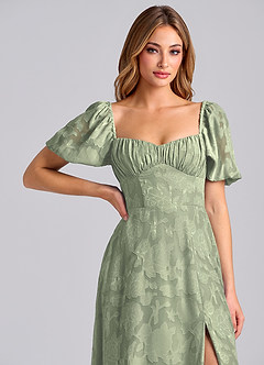 Azazie Mirian Robes de demoiselle d'honneur Robe Trapèze en Blumen-Burnout Encolure en Forme de Cœur Agave image7