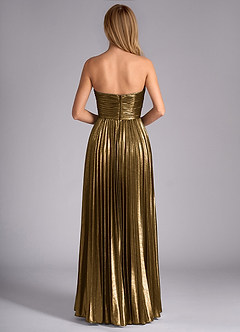 Stella Cadente Golden Black A-line Metallic Prom Dress image2