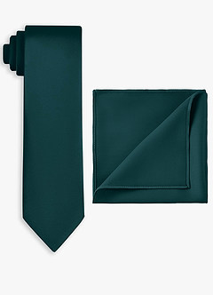 Stretch Satin Wide Tie and Pocket Square Set
