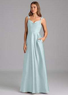 Azazie Beatrice 신부 들러리 드레스 A라인 스윗하트 네크라인 스트레치 새틴 바닥 길이 드레스 image3