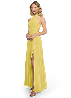 Azazie Clarice Abiti da Damigella Abito A-Line in Chiffon con Scollo Halter Canarino image2