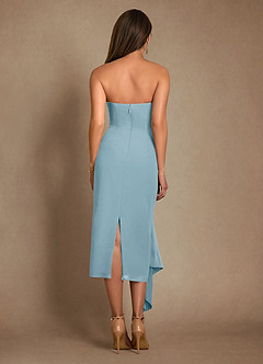 Azazie Dinanta Mother of the Bride Dresses Moody Blue Column Pleated Chiffon Dress image3