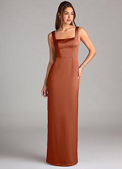 Azazie Flori Brautjungfernkleider Etui Seitliche Cut-Outs Stretch-Satin Kleid Zedernrose image1