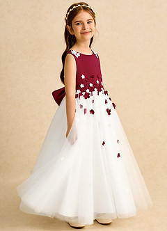 Azazie Eleni Sukienki dla dziewczynek sypiących kwiaty Suknia balowa Ukłon Tiul Długość kostki Sukienka image5