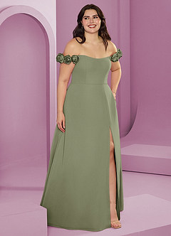 Barbie ♥ Azazie Robes de demoiselle d'honneur Robe Trapèze Convertible en Mousseline de soie Épaule décolletée Pistache image11