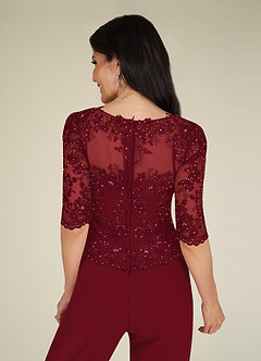 Azazie Florida Mother of the Bride Dresses Burgundy Jumpsuit/Pantsuit Sequins Chiffon Dress image13