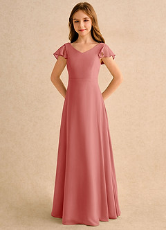 Azazie Nari Junior Formal Flower Girl Klänningar Klä A-Line i Chiffong med ärmar image6