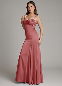 Azazie Avira Final Sale Burgundy Mermaid Stretch Satin Dress image6