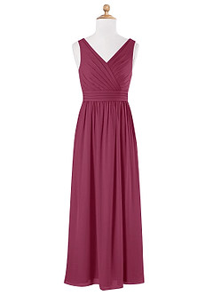 Azazie Kora Junior Mulberry A-Line Pleated Chiffon Dress image5