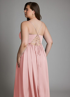 Azazie Aaida Robes de demoiselle d'honneur Robe Trapèze en Satin extensible Corset Rose Poudré image12