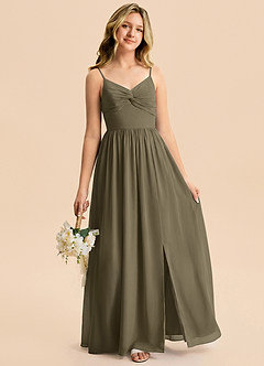 Azazie Zeya Junior Willow Green A-Line Chiffon Dress image4