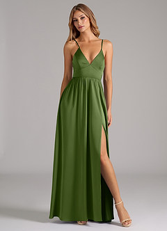 Azazie Aaida Bridesmaid Dresses Juniper A-Line Corset Stretch Satin Dress image5