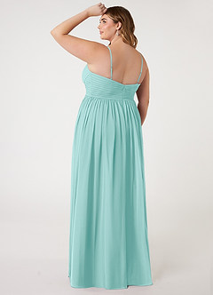 Azazie Alia Bridesmaid Dresses Aqua A-Line Pleated Chiffon Dress image9