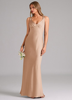 Azazie Kamila Brautjungfernkleider A-Linie Plissee Stretch-Satin Kleid Englisches Rosa image5
