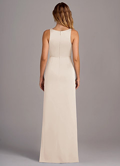 Azazie Wrenlee Bridesmaid Dresses White Alabaster A-Line Stretch Satin Dress image7