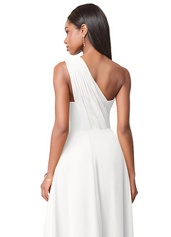 Azazie Ashley Brudtärnklänningar Klä av A-Linje i Chiffong Rynkad Vit image3