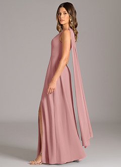 Azazie Tella Bridesmaid Dresses Dusty Rose A-Line One Shoulder Chiffon Dress image4
