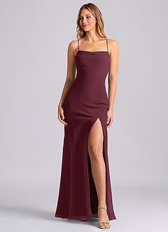 Azazie Grata Bridesmaid Dresses Cabernet Mermaid Pleated Chiffon Dress image1