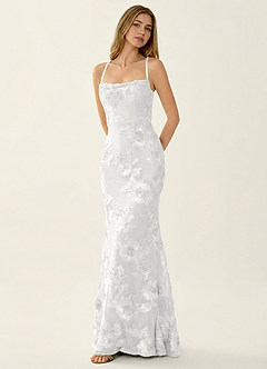 Kailani White 3D Flowers Corset Mermaid Lace Up Back Prom Dress image3