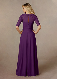 Azazie Raelyn Mother of the Bride Dresses Grape A-Line Lace Mesh Dress image7