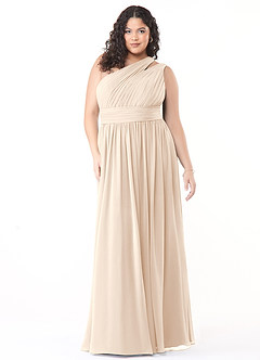 Azazie Molly Bridesmaid Dresses White Alabaster A-Line One Shoulder Chiffon Dress image7