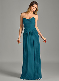 Azazie Becka Bridesmaid Dresses Ink Blue A-Line Strapless Chiffon Dress image4