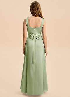 Azazie Kiki Junior Dusty Sage A-Line Bow Stretch Satin Dress image2