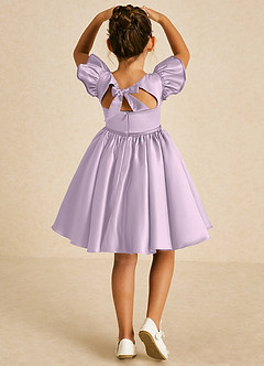 Azazie Sugar Plum Robe Demoiselle D'honneur Fillette Robe Trapèze en Mat Satiné Arc Frostiges Flieder image1