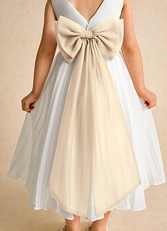 Azazie Margot Blumenmädchenkleider A-Linie Plissee Chiffon Kleid Elfenbein Champagner image8