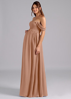 Azazie Saige Robes de demoiselle d'honneur de maternité Robe Trapèze Plissée Longueur ras du sol Mousseline de soie image5