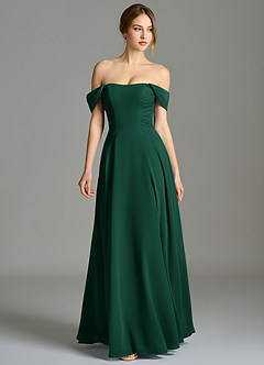 Azazie Oasis Bridesmaid Dresses Emerald A-Line with Pockets Chiffon Dress image5