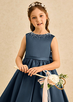 Azazie Doodle Flower Girl Klänningar Klä Balklänning i Matt satäng Rosett image5