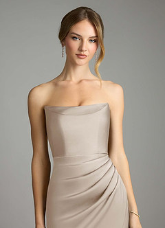 Azazie Leonis Bridesmaid Dresses Frost Mermaid Pleated Stretch Satin Convertible Dress image4