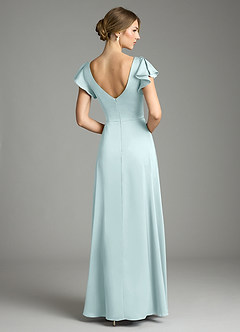 Azazie Omari Bridesmaid Dresses Sea Glass A-Line Stretch Satin Dress image2