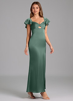 Azazie Demia 신부 들러리 드레스 쉬스 스윗하트 네크라인 스트레치 새틴 발목 길이 드레스 image4