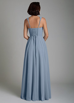 Azazie Azaria Abiti da Damigella Abito A-Line in Chiffon Corsetto Blu Polveroso image6
