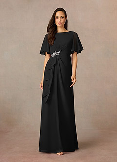Azazie Rain vestidos de madre de la novia Vestido de Negro de Gasa de Recto con Perla image1