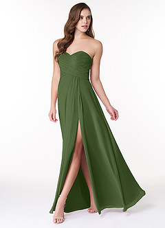 Azazie Arabella Allure Bridesmaid Dresses Olive A-Line Sweetheart Neckline Chiffon Convertible Dress image3