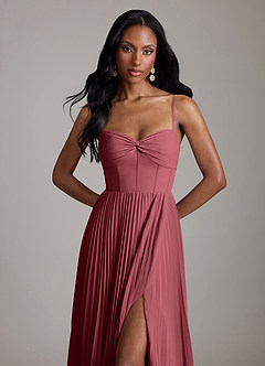 Azazie Akiko Bridesmaid Dresses Merlot A-Line Sweetheart Neckline Chiffon Dress image2