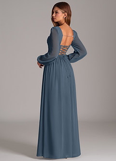 Azazie Maree Abiti da Damigella Abito A-Line in Chiffon Corsetto Blu Nettuno image2